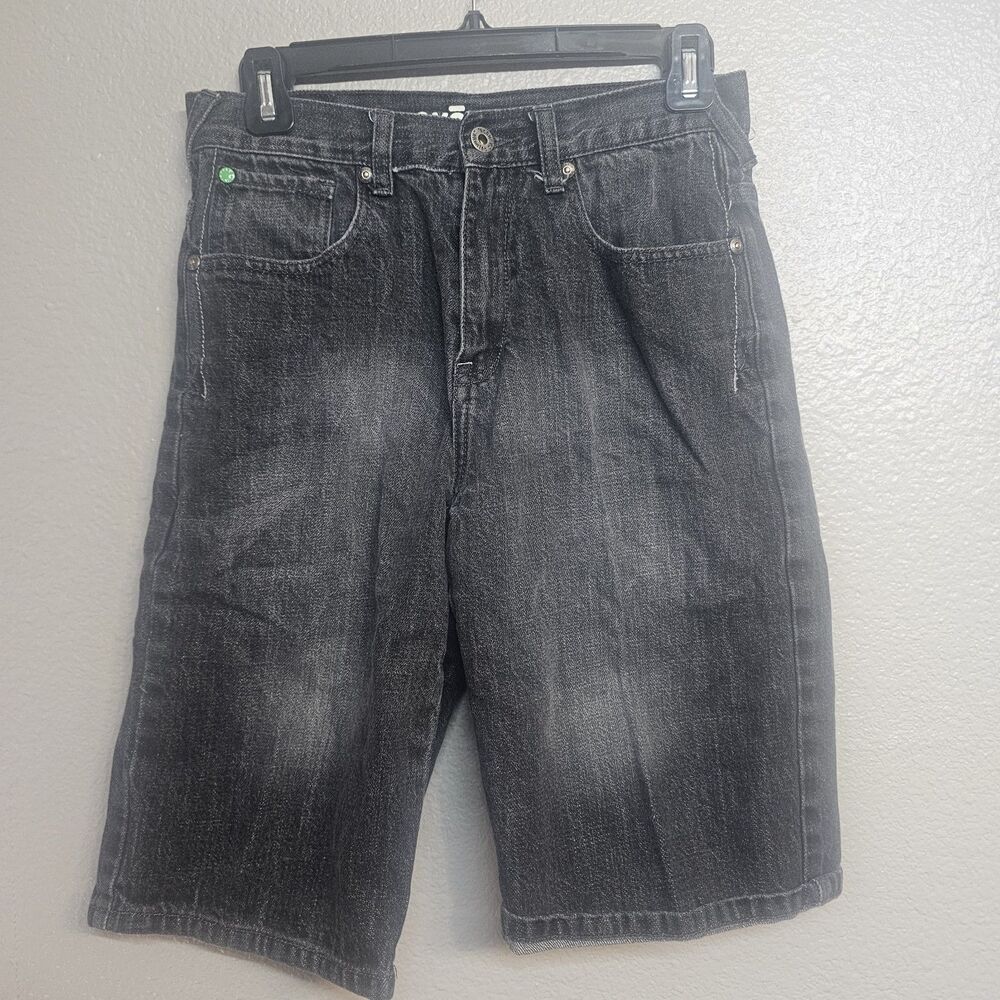 Ecko Unltd Black Denim Shorts Embroidered Hip Hop Streetwear Youth Size 14 GG804